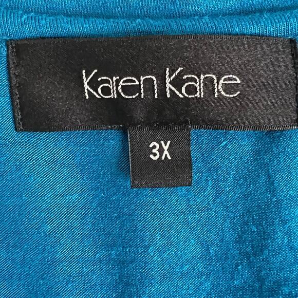 Karen Kane Womens Top 3X Teal Ruffle Flutter Sleeve Scoop Neck Rayon Spandex USA - Picture 6 of 8